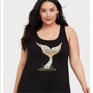 SOLD Torrid Super Soft Knits Black Gold Foil Mermaid Tank Top Plus Sz 1X